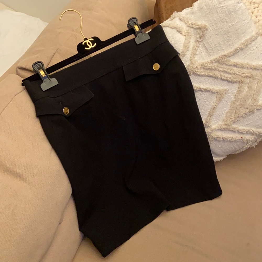 Vintage Chanel Black Skirt Gold Buttons with Hanger